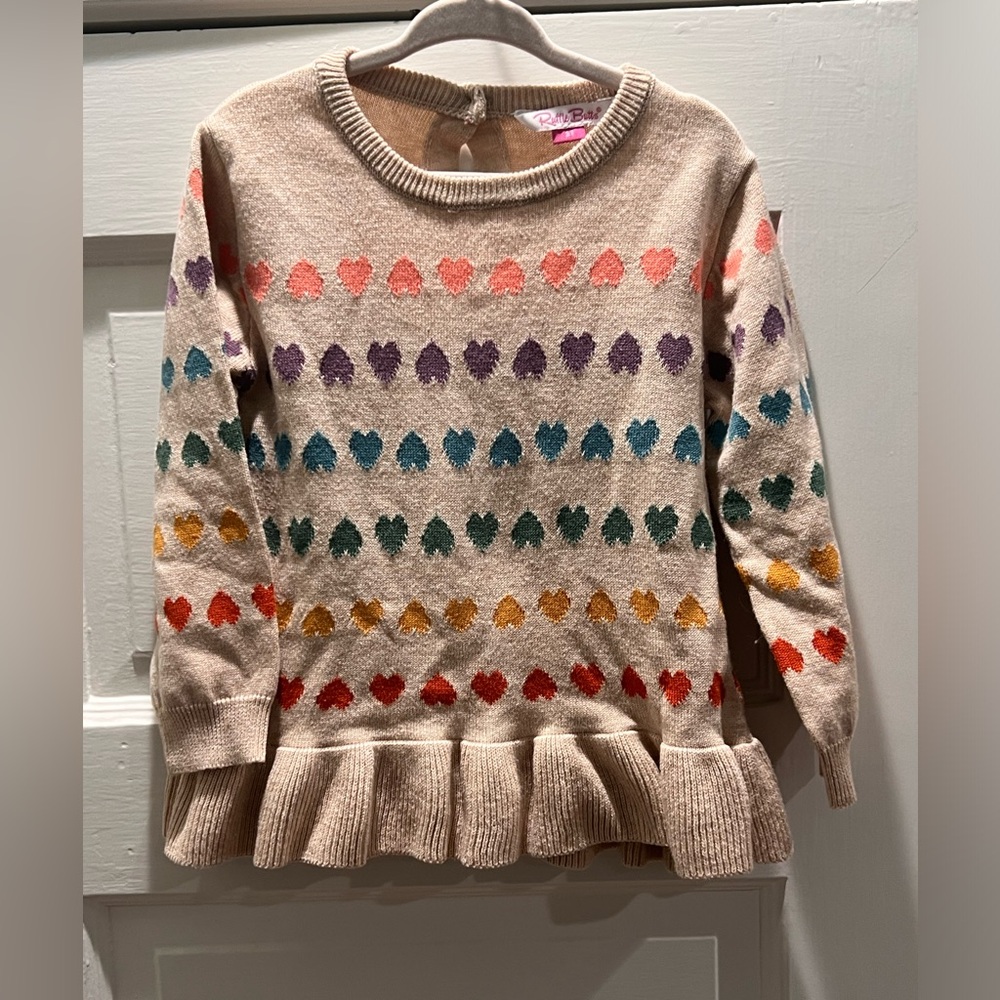 Girls Ruffle Butts heart sweater 3T